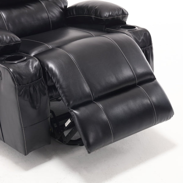 English Elm 21"seat Large Electric Power Lift Recliner Chair with 8-Point Vibration Massage, Lumbar Heat, Remote Control Black 29.52 L x 26.77 W x 20.47 H W2297P264017