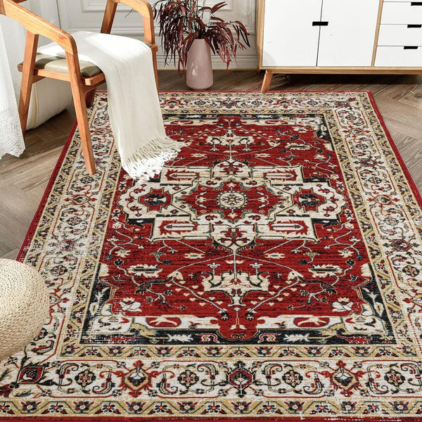 English Elm Area Rug 6X9 Vintage Bohemia Floral Design - Non-Slip, Washable, Perfect For Living Rooms & Bedrooms W2907P265126