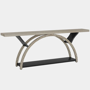 English Elm Hall Console Table Industrial Rustic Two Tier Wood Tone Metal Frame Entryway Sofa T3971P453670