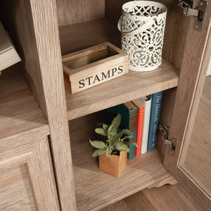 English Elm Credenza, Versatile Brown-Finish Storage Solution With File Drawers And Cable Management System B356P367828