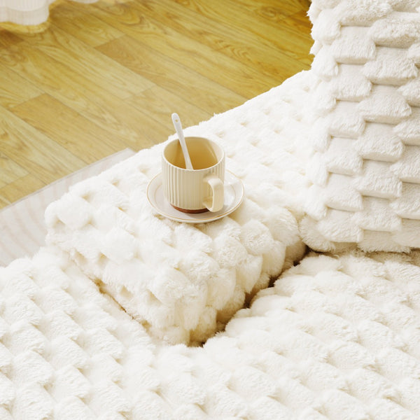 English Elm White Turtle Velvet Convertible Sofa: Chic Twin-Seat Design With Right Chaise For Ultimate Comfort W3371S00036-GIGA