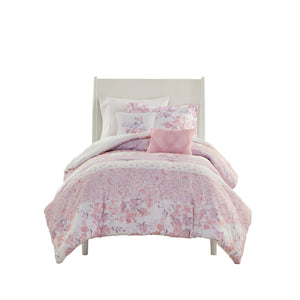 English Elm Floral Paisley Comforter Set Twin/Twin XL - Soft Microfiber, Anti-Microbial, Decorative Pillows Pink 19.68 L x 12.99 W x 7.09 H B035P294218