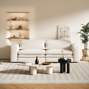 English Elm 93" King Size Sleeper Sofa Bed - 3-In-1 Convertible Sofa With Chaise & Lumbar Pillows In Beige/White W1885S00235