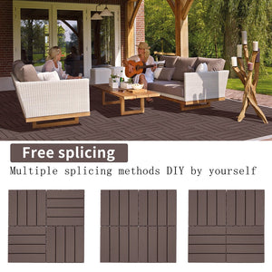 English Elm Plastic Interlocking Deck Tiles 44 Pack Snap Together Waterproof Patio Flooring W2882P204562