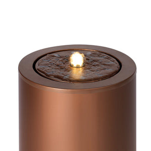 English Elm 20.87"h Brown Powder-coated Metal Outdoor Fountain Geometric Cutout with Warm Led Glow N765P355071B