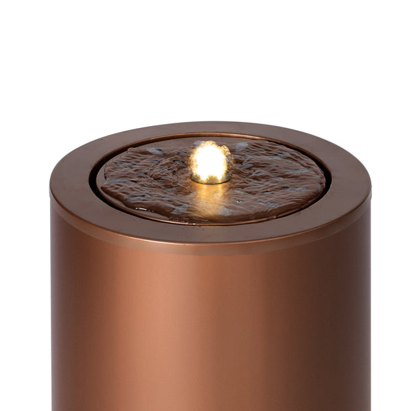 English Elm 20.87"h Brown Powder-coated Metal Outdoor Fountain Geometric Cutout with Warm Led Glow N765P355071B
