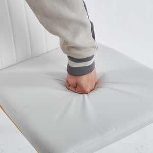 English Elm 1+4,5Pieces Contemporary 5-Piece Dining Set With Glass Top & Metal Legs – Stylish Table For 4-6 People W234S00119