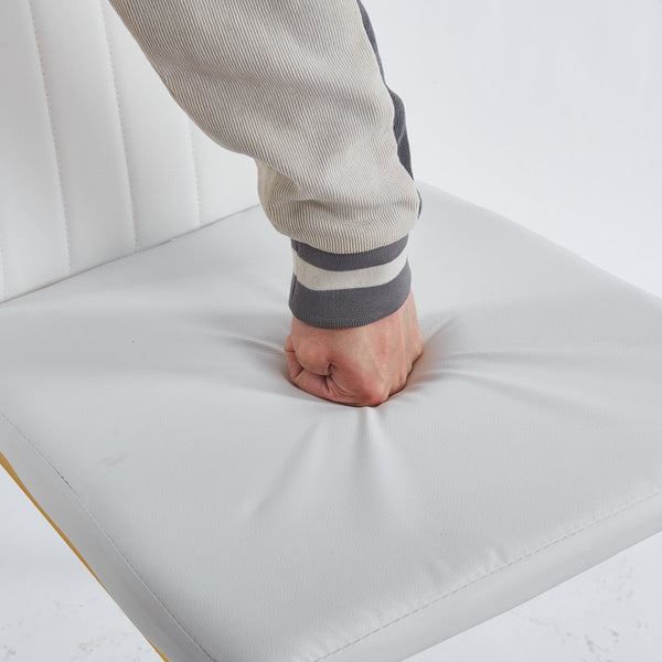 English Elm Chair Chair Set Of 4 With Chrome Legs And White Seats – Modern, Durable Design For Stylish Dining Spaces W234P302682