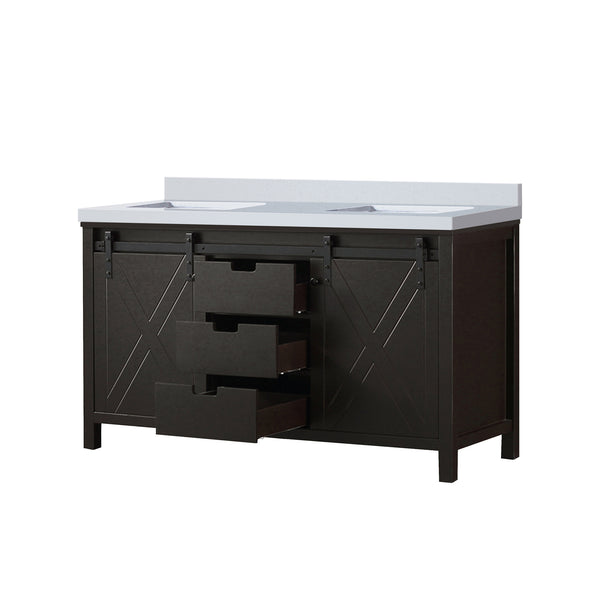 English Elm Brown Double Bath Vanity With Cultured Marble Countertop - Elegant Storage Solution For Any Bathroom B2731P260137