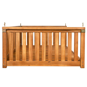 English Elm TOPMAX Acacia Patio Swing Bed Twin Size Teak – Weather‑Resistant Wooden Porch Swing, 350 lb Capacity N717P214425D