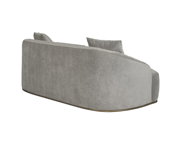 Sunpan ASTRID Sofa - Contemporary Curved Design with Durable Polo Club Stone Fabric & Antique Brass Frame 105334