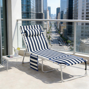 English Elm Folding Outdoor Chaise Lounge with Face Hole Side Table and Five Position Recline T3971P481180