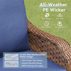 English Elm Patio Wicker Swivel Glider Rocker Set of 2 All Weather Resin Woven Porch Chairs Blue T3773P417373