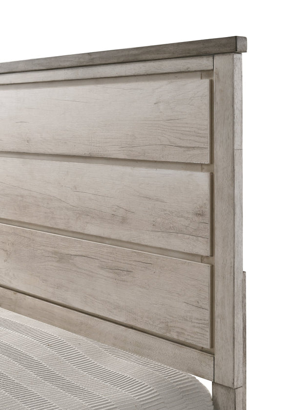English Elm 1Pc Queen Distressed Brown Cottage Panel Bed - Coastal Charm Meets Rustic Elegance For Your Bedroom B2741S00395
