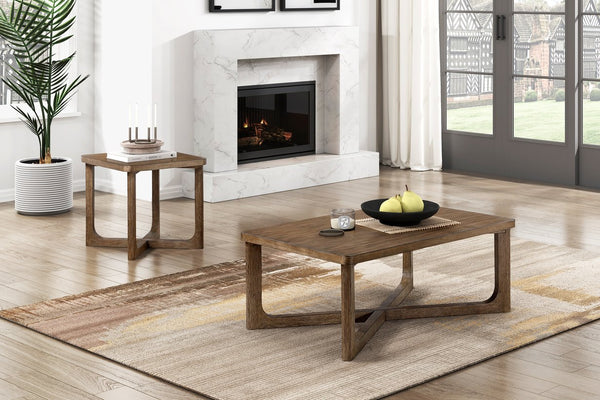 English Elm 1pc Square Wood End Table with Walnut Veneer and X-Base, Contemporary Side Table for Living Room Amenities Light Brown 58.5 L x 32 W x 9 H B011P387124