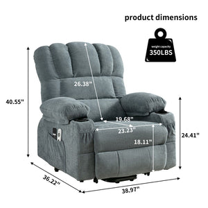 English Elm Power Electric Massage Lift Lounge Chair For Seniors - Heated Vibration, Usb Port & Reclining Comfort W1521P302634-GIGA