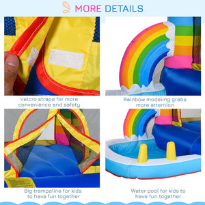 English Elm Outsunny Kids Inflatable Castle with Trampoline Pool and Blower for Backyard Fun W2225P217314
