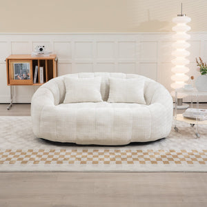 English Elm Bean Bean Bag Sofa High-Density Memory Foam Two-Seater Lounger High Back Chenille Cozy Support Beige W395P181433