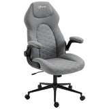 English Elm Vinsetto Gaming Chair With Flip Up Arm, High Back Desk Computer Chair, Gamer Chair With Adjustable Height and Swivel Wheel , Light Gray