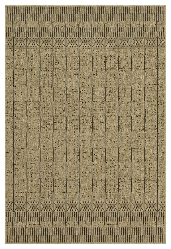 English Elm Earth Jute/Black Indoor/Outdoor Area Rug – Stylish 2'7" X 7'3" Durable Flatweave For High Traffic Areas B186P198834
