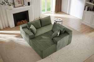 English Elm L-Shaped Cloud Sectional Sofa - Plush Green Corduroy Sleeper, No Assembly, Ideal For Living Spaces W2339P294929