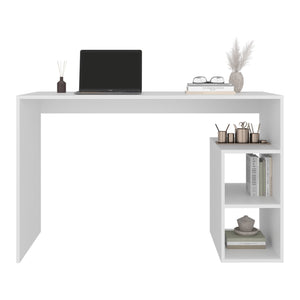 English Elm Star Writing Desk with Open Shelving Dark Wood Finish Compact Home Office Furniture White B128P473975