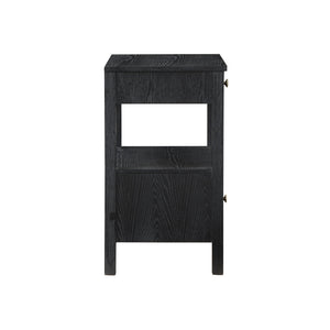 English Elm Danielle Modern 2-Drawer Nightstand in Black Oak Veneer with Gold Knobs, Smooth Glides & Shelf B050P376972