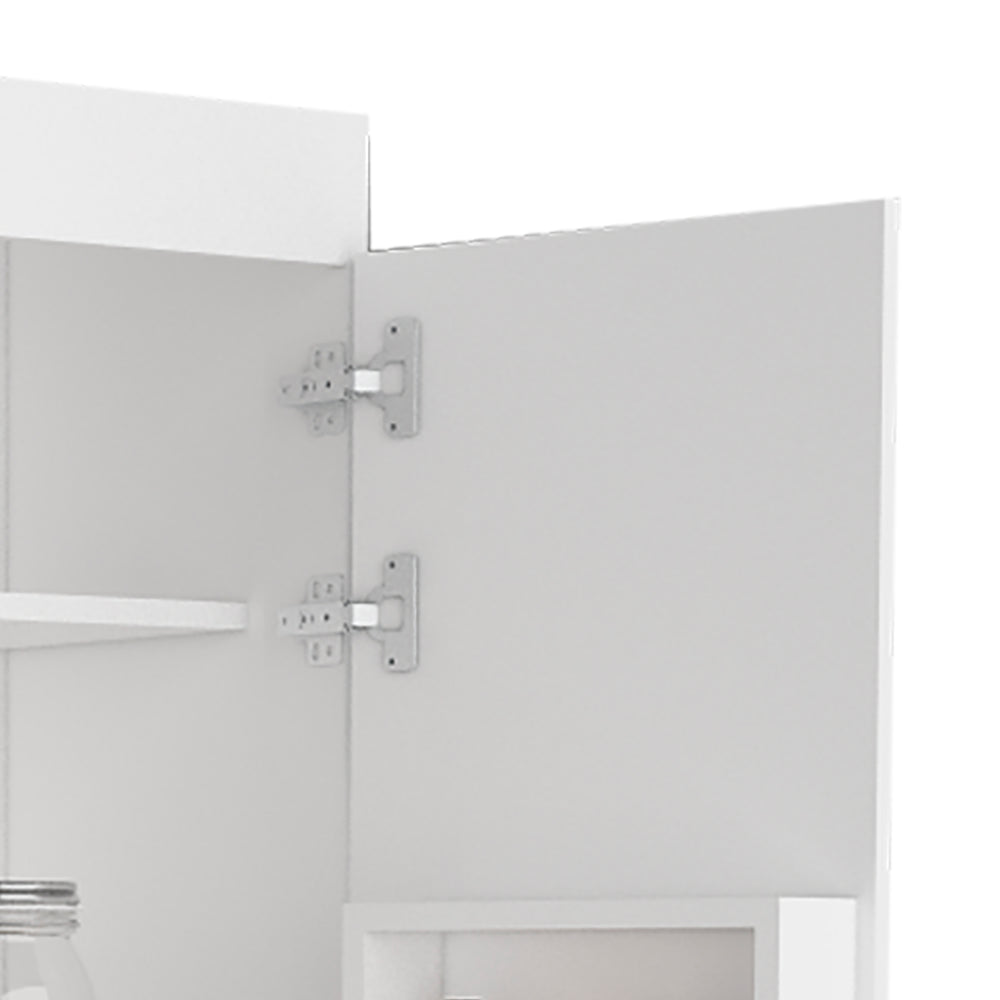 English Elm Albany,Double Pantry Cabinet White 63" High - Particle Board, Five Shelves for Kitchen Garage Storage B128S00131