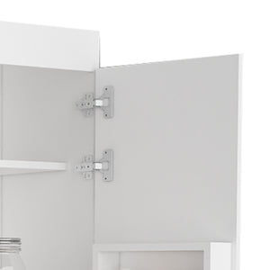 English Elm Albany,Double Pantry Cabinet White 63" High - Particle Board, Five Shelves for Kitchen Garage Storage B128S00131