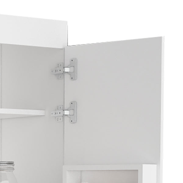 English Elm Albany,Double Pantry Cabinet White 63" High - Particle Board, Five Shelves for Kitchen Garage Storage B128S00131