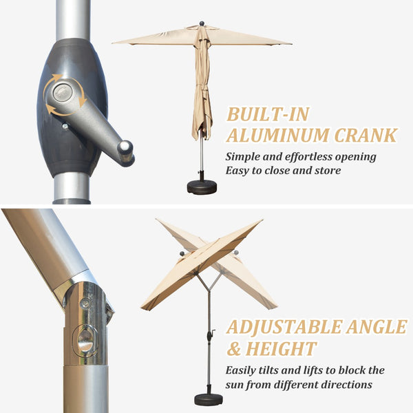English Elm Rectangle Patio Umbrella With Crank Lift & Adjustable Tilt - Stylish Beige Shade Perfect For Outdoors W1859P320950-GIGA