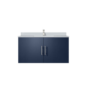 English Elm Navy Blue Bath Vanity With Cultured Marble Top & Chrome Faucet Set - Stylish Storage Solution! B2731P258623