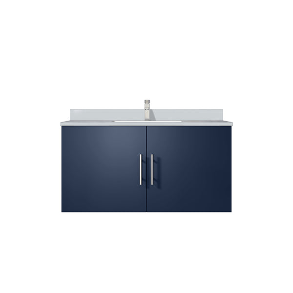 English Elm Navy Blue Bath Vanity With Cultured Marble Top & Chrome Faucet Set - Stylish Storage Solution! B2731P258623