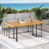 Christopher Knight Home® - Noble House - Noah Outdoor Modern Industrial Acacia Wood Dining Table, Teak and Black