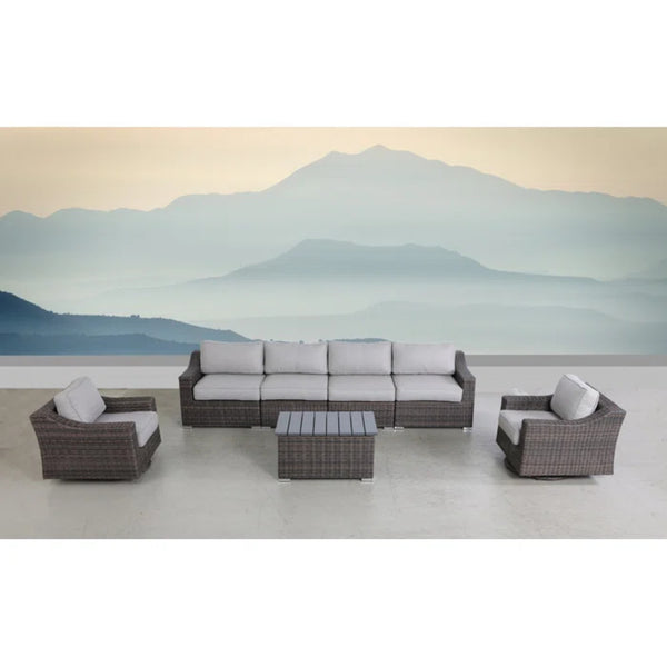 English Elm Fully Assembled 6-Piece Wicker Patio Sofa Set With Plush Cushions For Ultimate Outdoor Comfort B120S00142