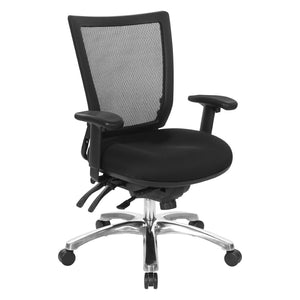 OSP Home Furnishings Soft Frame Ergonomic Task Chair with Progrid Mesh Back and Pu Padded Seat for Home Office 69393-30