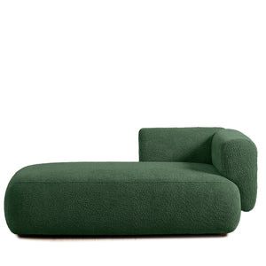 English Elm Upholstered Boucle Chaise Lounge with Wooden Legs for Bedroom or Living Room W5515P437373