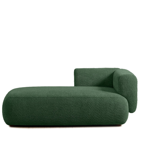 English Elm Upholstered Boucle Chaise Lounge with Wooden Legs for Bedroom or Living Room W5515P437373