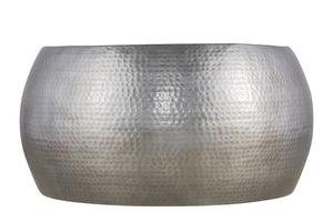 English Elm CT501 Hand-Hammered 32" Round Aluminum Coffee Table with Drum Silhouette and Timeless Texture Silver G150108433