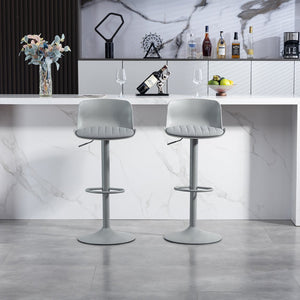 English Elm Bar Stools Set of 2 Adjustable Swivel Pu Leather Kitchen Island Seating with Back Gray W676P358681
