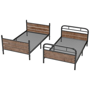 English Elm Twin Xl Metal Bunk Bed With Led Light & Charging Station, 2 Storage Drawers For Organized Living W2580S00048-GIGA