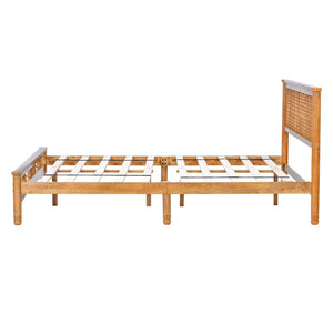 English Elm Queen Solid Wood Platform Bed Clean Lined Headboard No Box Spring Needed W1917P170227