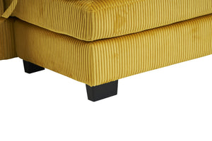English Elm Modern U Shaped 6-Seat Sectional Sofa with Ottoman and 3 Toss Pillows, Corduroy Modular Comfort and Durable Frame Yellow W2363S00040