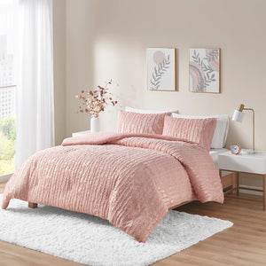 Intelligent Design Naomi Glam/Luxury Metallic Print Faux Fur Comforter Set ID10-2241 Blush/Gold