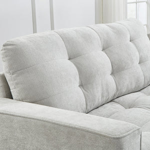 English Elm Swivel Barrel Accent Chair Chenille Tufted Round Club Seat for Living Room Lounge Light Grey N719S002290A