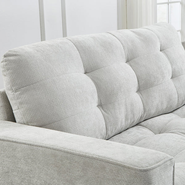 English Elm Swivel Barrel Accent Chair Chenille Tufted Round Club Seat for Living Room Lounge Light Grey N719S002290A