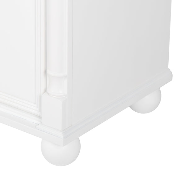 English Elm 27.8" Mid-century Freestanding Bathroom Vanity with Ceramic Sink Drawer and Wood Base White W1801S00006