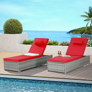 English Elm Outdoor Chaise Lounge Chair Set Of 2 - Stylish Rattan Recliners With Cushions & Side Table For Relaxation W874P266566