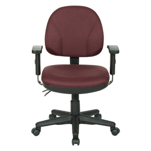 OSP Home Furnishings Sculptured Ergonomic Office Chair with Lumbar Support and Adjustable Arms for Long Days Burgundy 8180-227