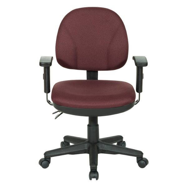 OSP Home Furnishings Sculptured Ergonomic Office Chair with Lumbar Support and Adjustable Arms for Long Days Burgundy 8180-227